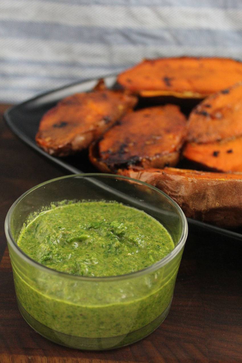 #2Ways2Percent - Roasted Sweet Potatoes with Watercress Salsa Verde | Runaway Apricot