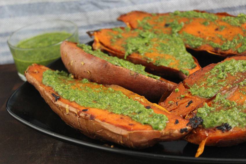 #2Ways2Percent - Roasted Sweet Potatoes with Watercress Salsa Verde | Runaway Apricot