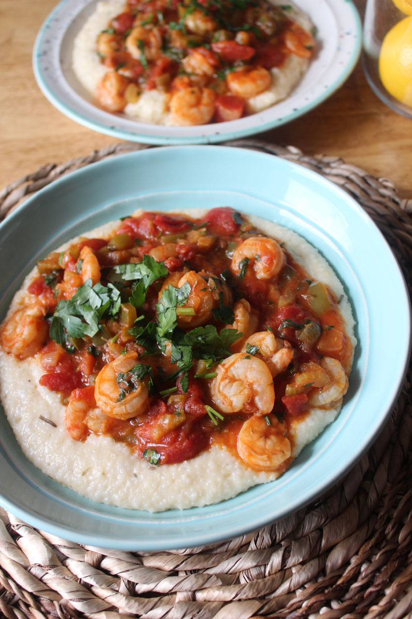 Shrimp Creole and Cheddar Grits | Runaway Apricot