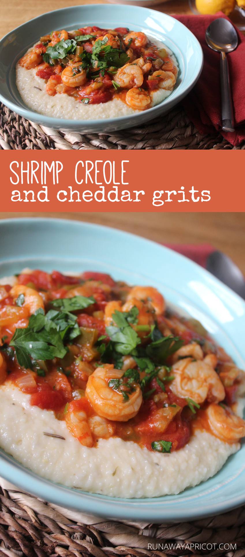 Shrimp Creole and Cheddar Grits // Runaway Apricot - A delicious vegetable-rich meal for brunch, lunch or dinner