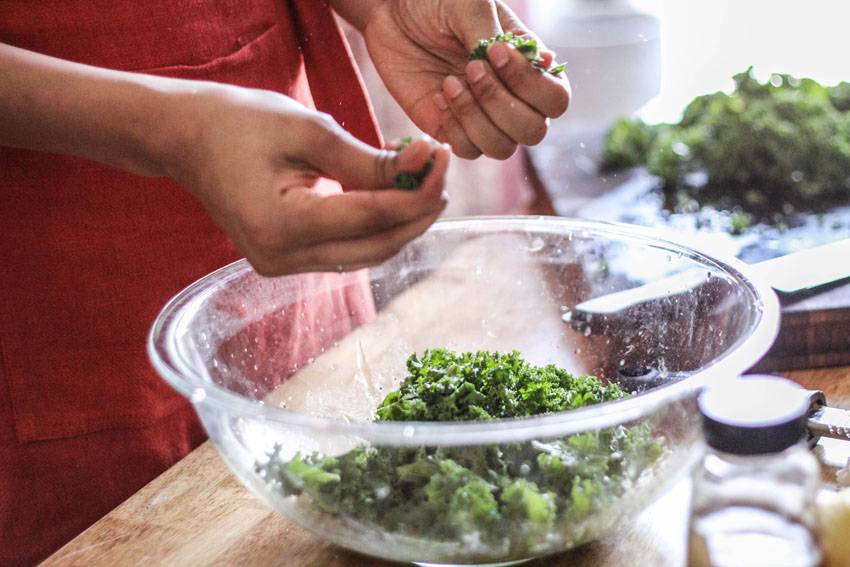 Kale salad with Apples, Dried Cherries and Pecans