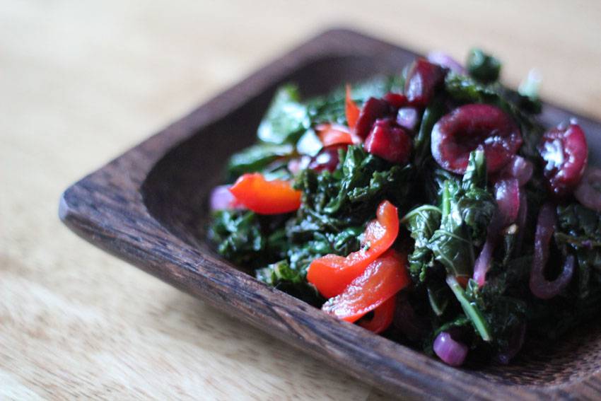 Sauteed Kale with Cherries // Runaway Apricot