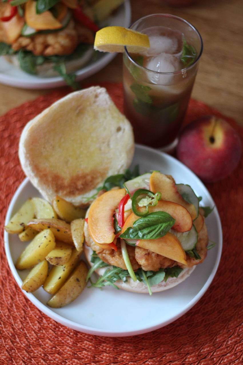 Spicy Fried Chicken Sandwich with Pickled Peaches | Runaway Apricot