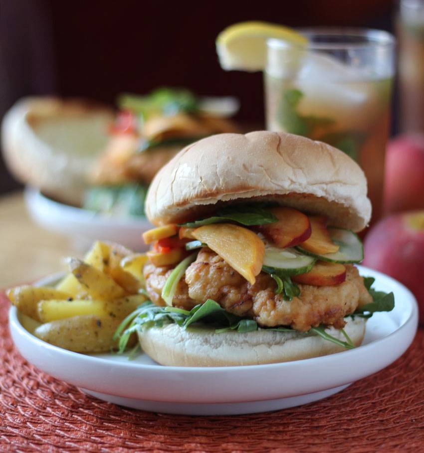 Spicy Fried Chicken Sandwich with Pickled Peaches | Runaway Apricot