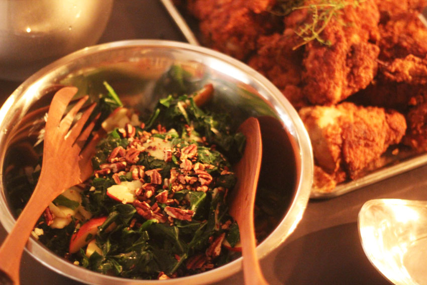 Soul Food Picnic - Collard Greens Salad with Apples and Toasted Pecans