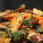 Roasted Carrots and Potatoes with Carrot Top Pesto