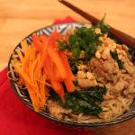 Healthier Dan Dan Mian: Spicy Sichuan Noodle Bowl with Turkey, Kale and Peanuts