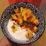 Greek Yogurt with Mango and Sweet Pepper Salsa