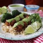 Healthier Peruvian Chicken Skewers with Green Sauce